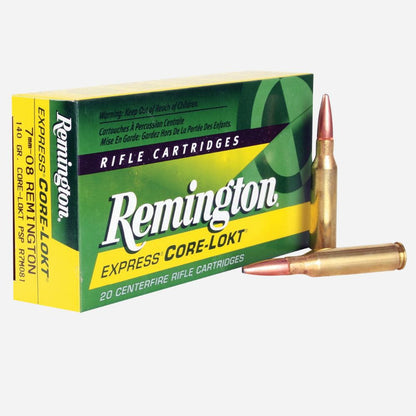 Remington rifle cartridges with bullets on a white background