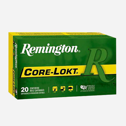 Remington Core-Lokt ammunition box on a white background