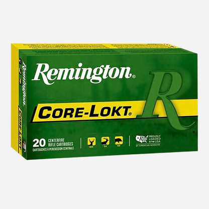 Remington Core-Lokt ammunition box on a white background