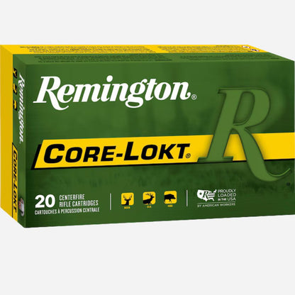Remington Core-Lokt ammunition box on a white background