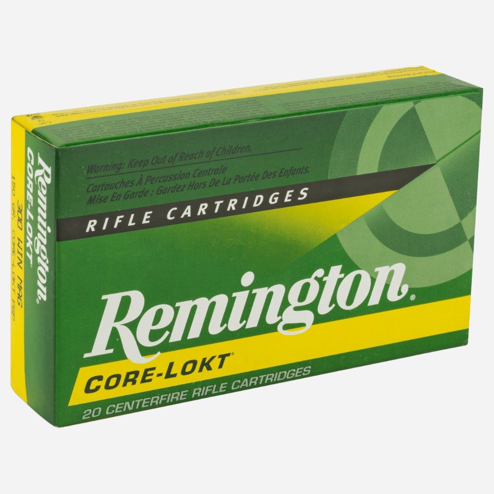 Remington Core-Lokt rifle cartridges packaging on a white background