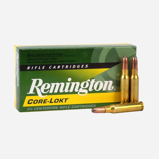 Remington Core-Lokt rifle cartridges on a white background