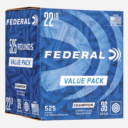 Blue Federal ammunition box with circular design