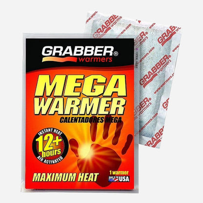 Grabber Mega Warmer packaging with visible branding on a white background