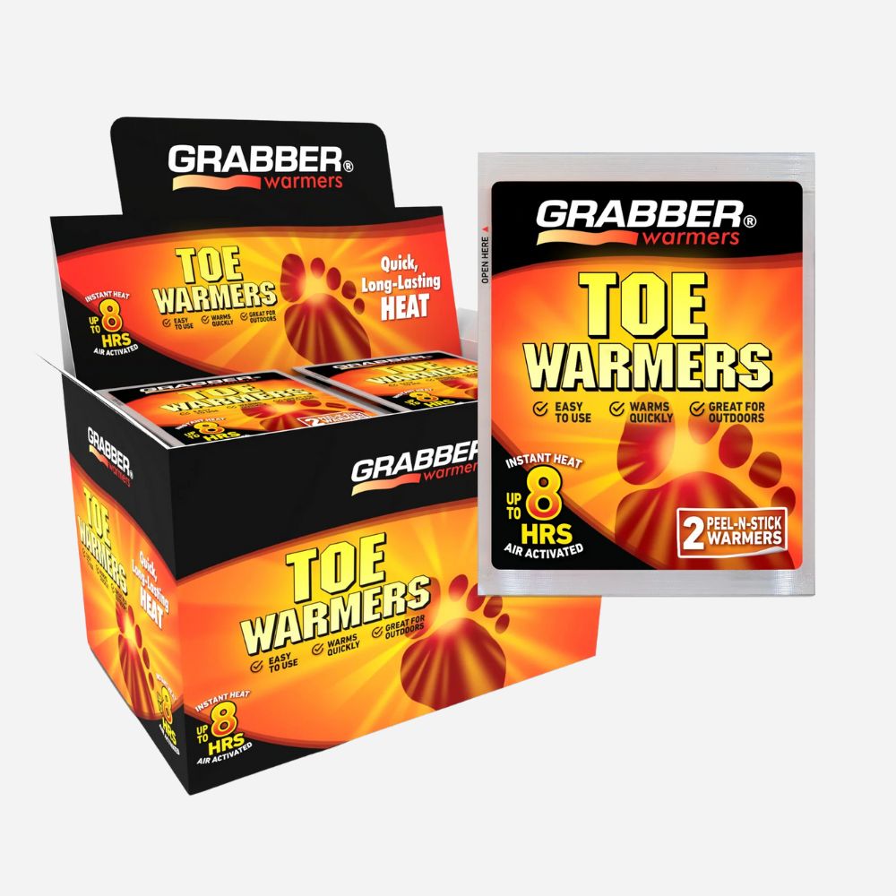 Grabber Toe Warmers packaging on a white background