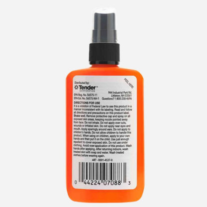 Orange spray bottle with a label on a white background
