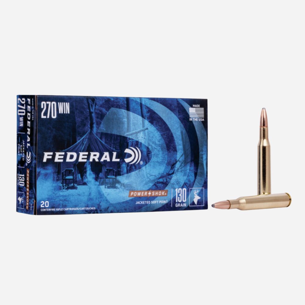 Federal ammunition box and bullet on a white background