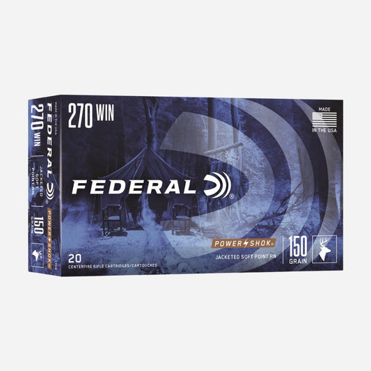 Federal ammunition box with hunting scene design on a white background