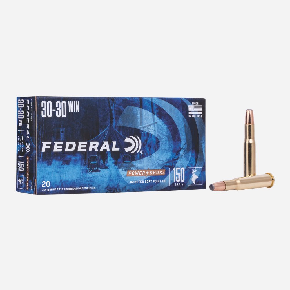 Federal ammunition box and bullets on a white background