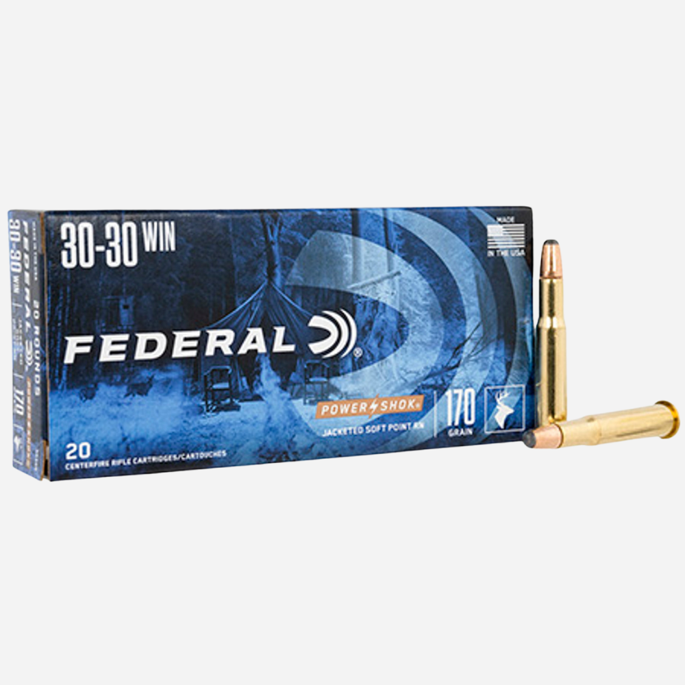 Federal ammunition box with bullets on a white background
