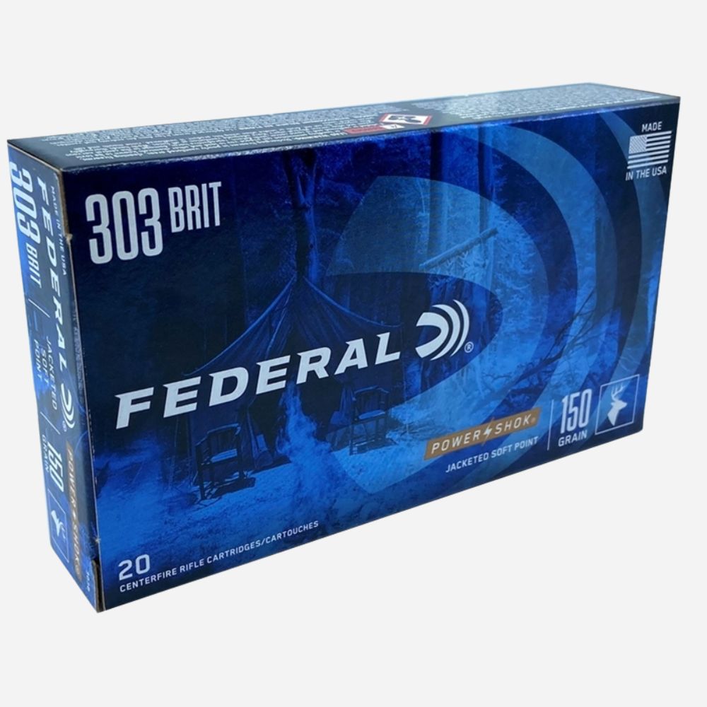 Federal 303 Bait rifle ammunition box on a white background