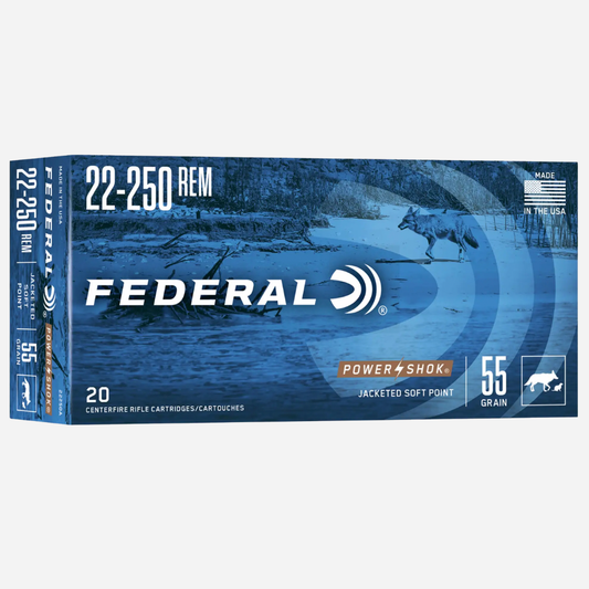 Federal 22-250 Rem 55gr SP Power-Shok 20 Rounds