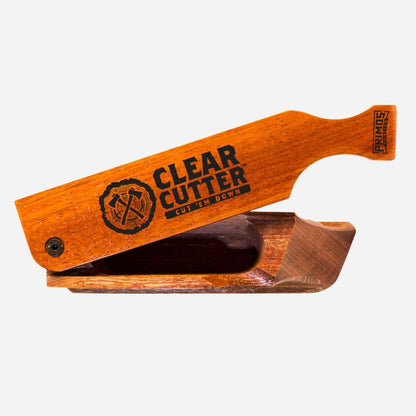 Wooden clear cutter tool with 'Clear Cutter' branding on a white background