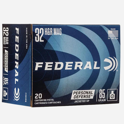 Federal 32 H&R Mag ammunition box on a white background