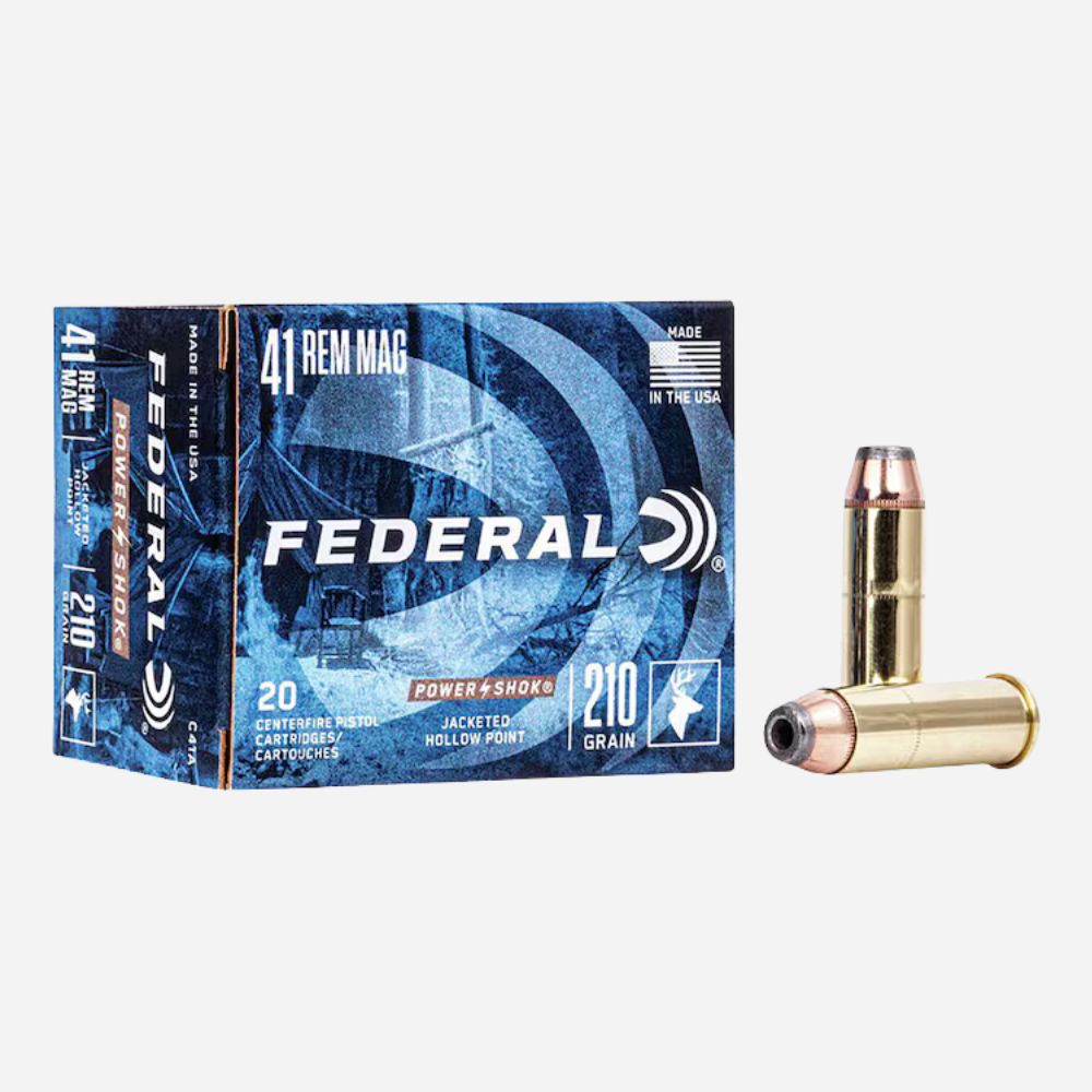 Federal ammunition box with two bullets on a white background