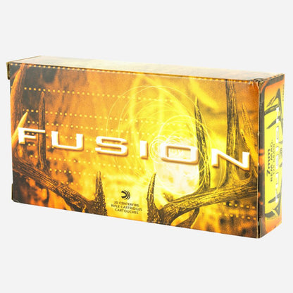 Box of Fusion ammunition with a gold and black design on a white background