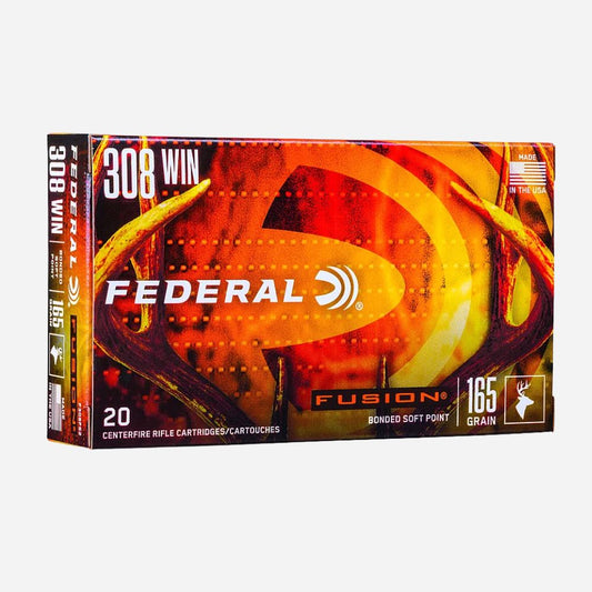 Federal Fusion rifle cartridge box with a colorful design on a white background