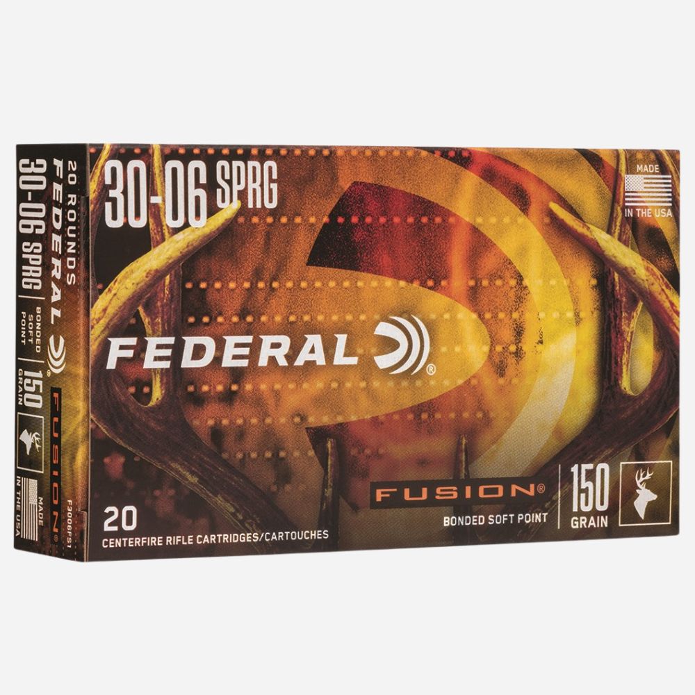 Federal Fusion rifle ammunition box on a white background