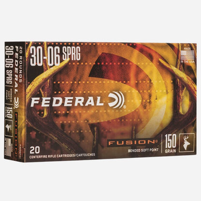 Federal Fusion rifle ammunition box on a white background