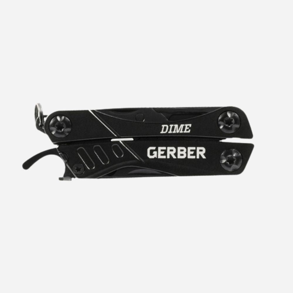 Black multi-tool with 'Dime' and 'Gerber' branding on a white background