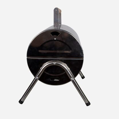 Wood-fired oven with metallic legs on a white background
