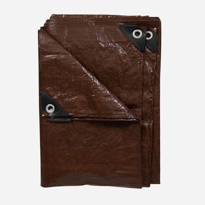 Brown tarp with grommets on a white background