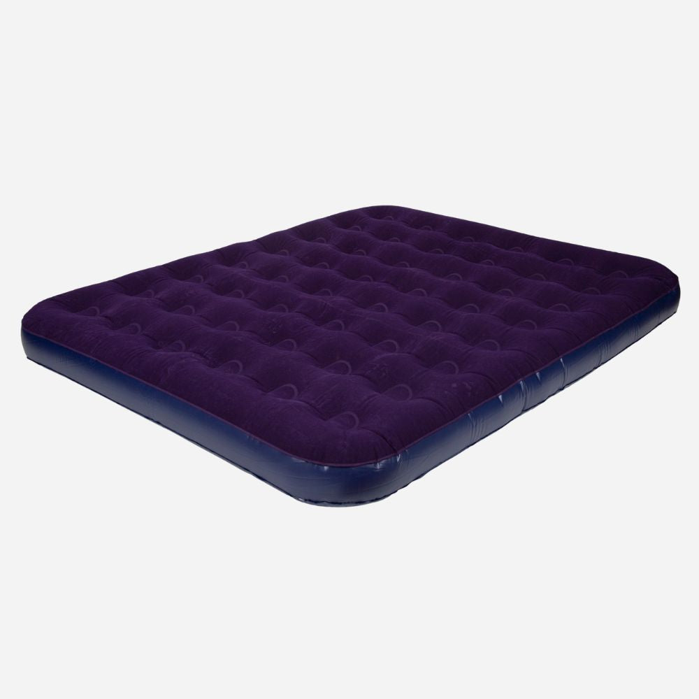 Purple inflatable mattress on a white background