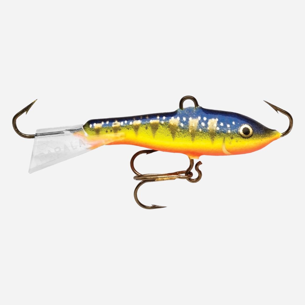 Fishing lure with a colorful design on a white background