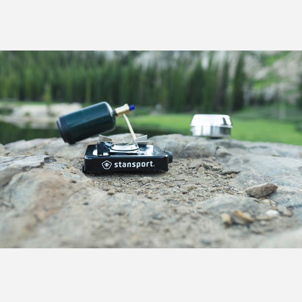 Stansport product on a rock with a natural background