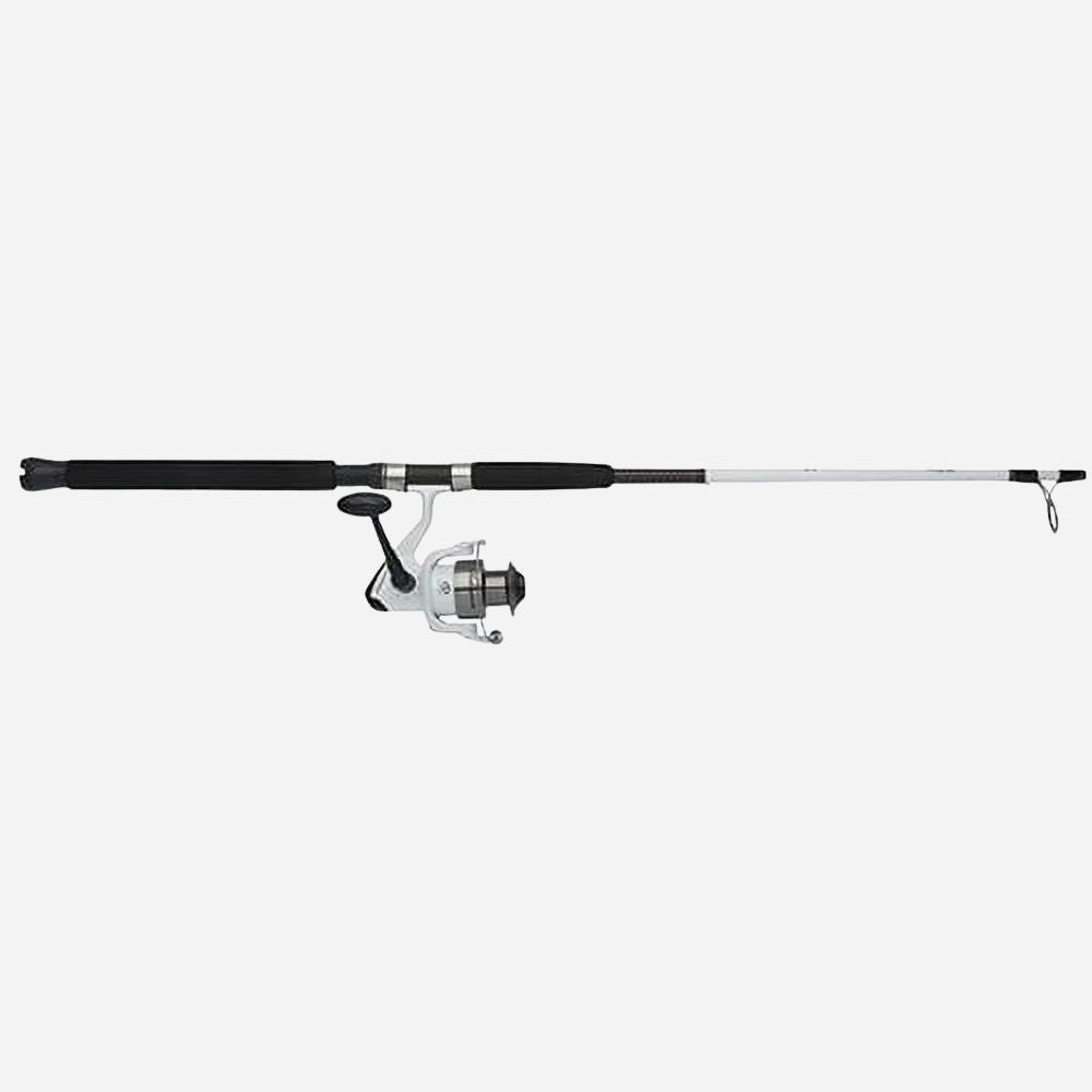 Fishing rod and reel set on a white background