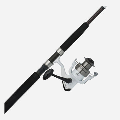 Fishing rod and reel set on a white background