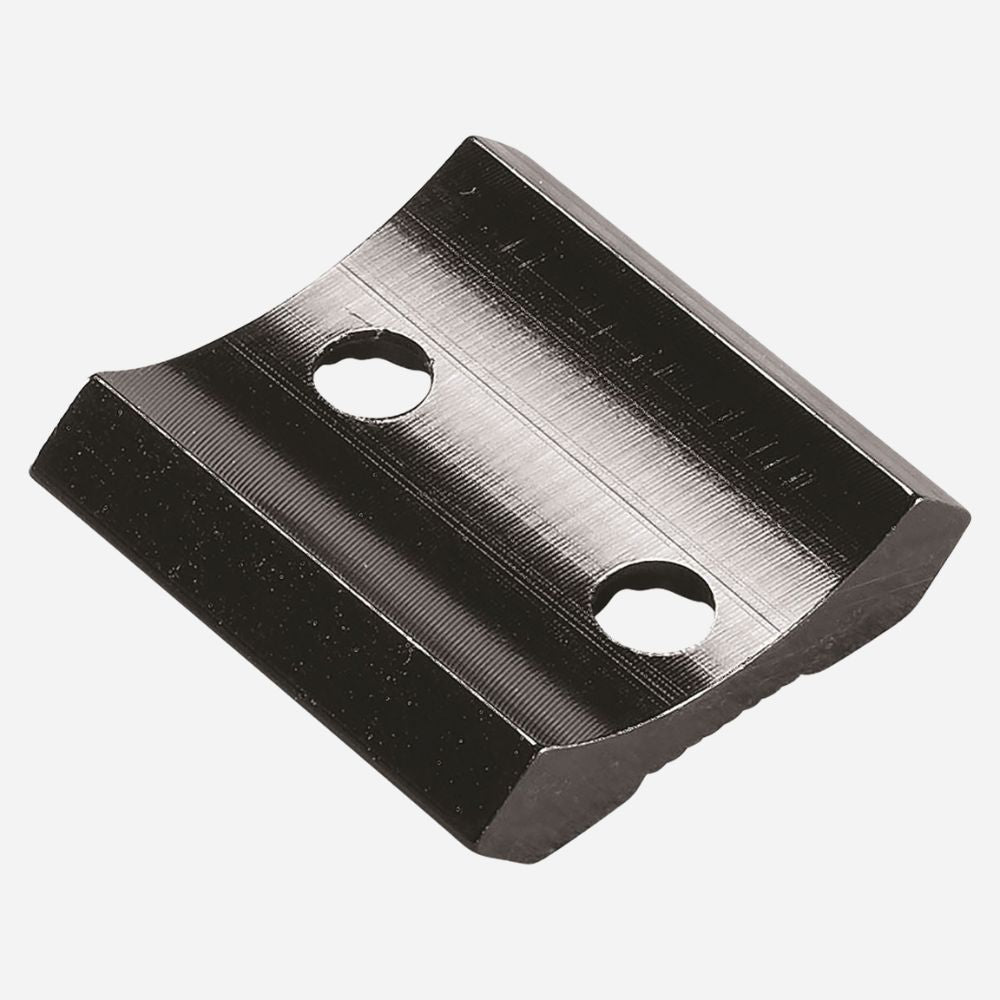 Metal bracket with two holes on a white background