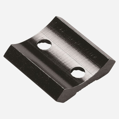 Metal bracket with two holes on a white background