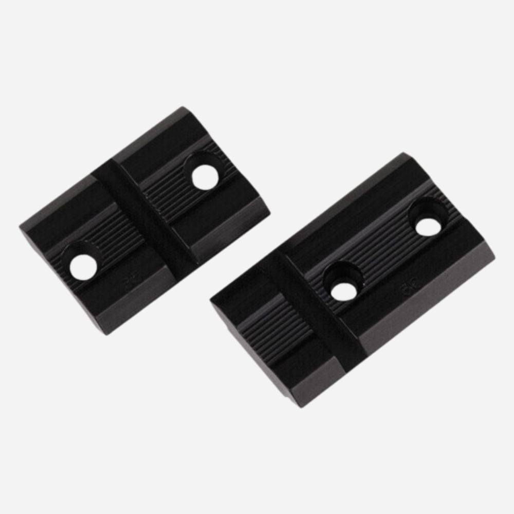 Two black plastic blocks on a white background