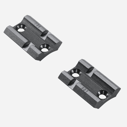 Two black metal brackets on a white background