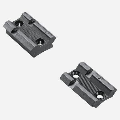 Two black metal brackets on a white background