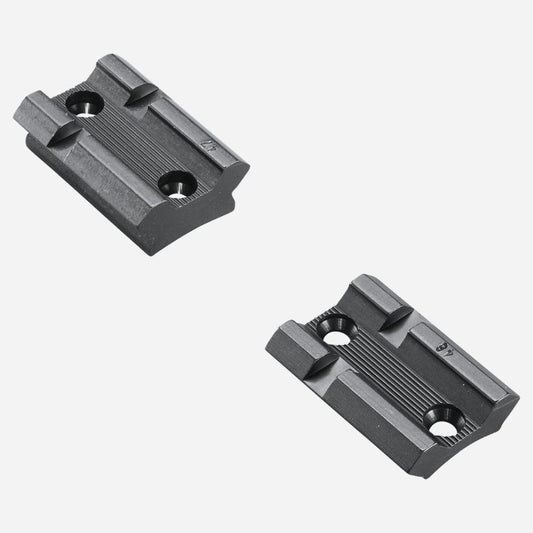 Two black metal brackets on a white background