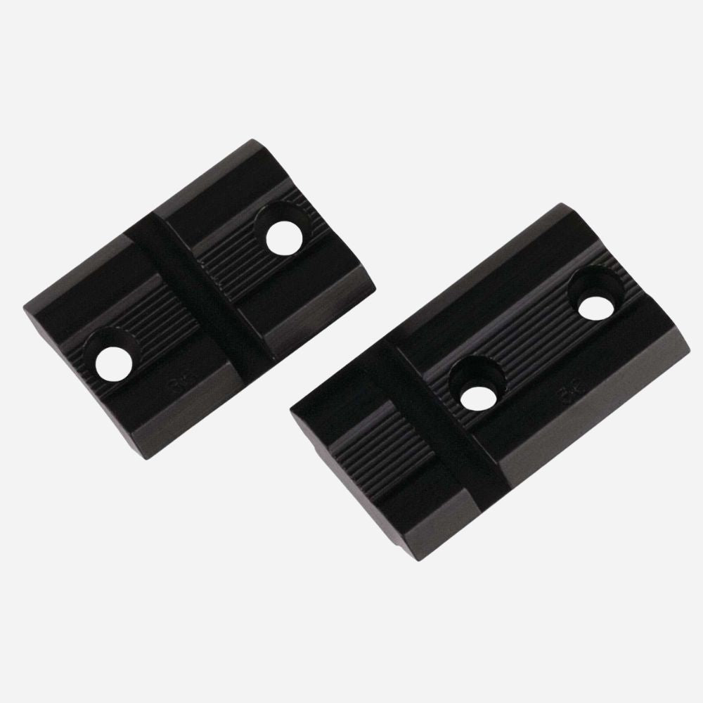 Two black plastic sliders on a white background
