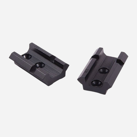 Two black metal brackets on a white background