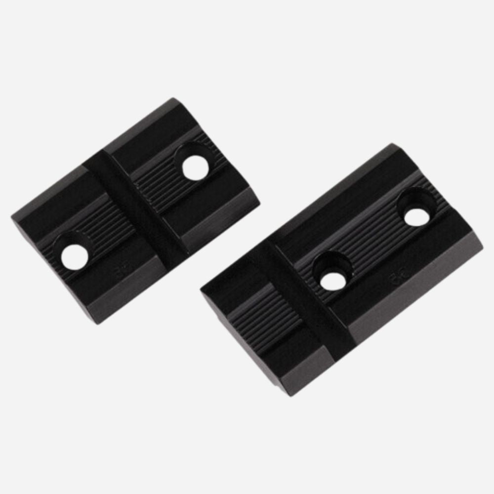 Two black plastic slides on a white background