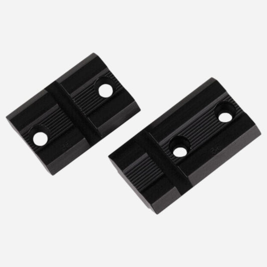 Two black plastic slides on a white background