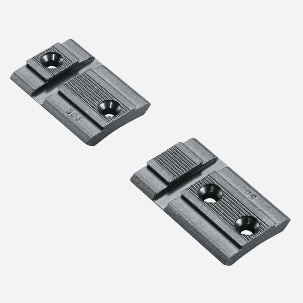 Two black metal brackets on a white background