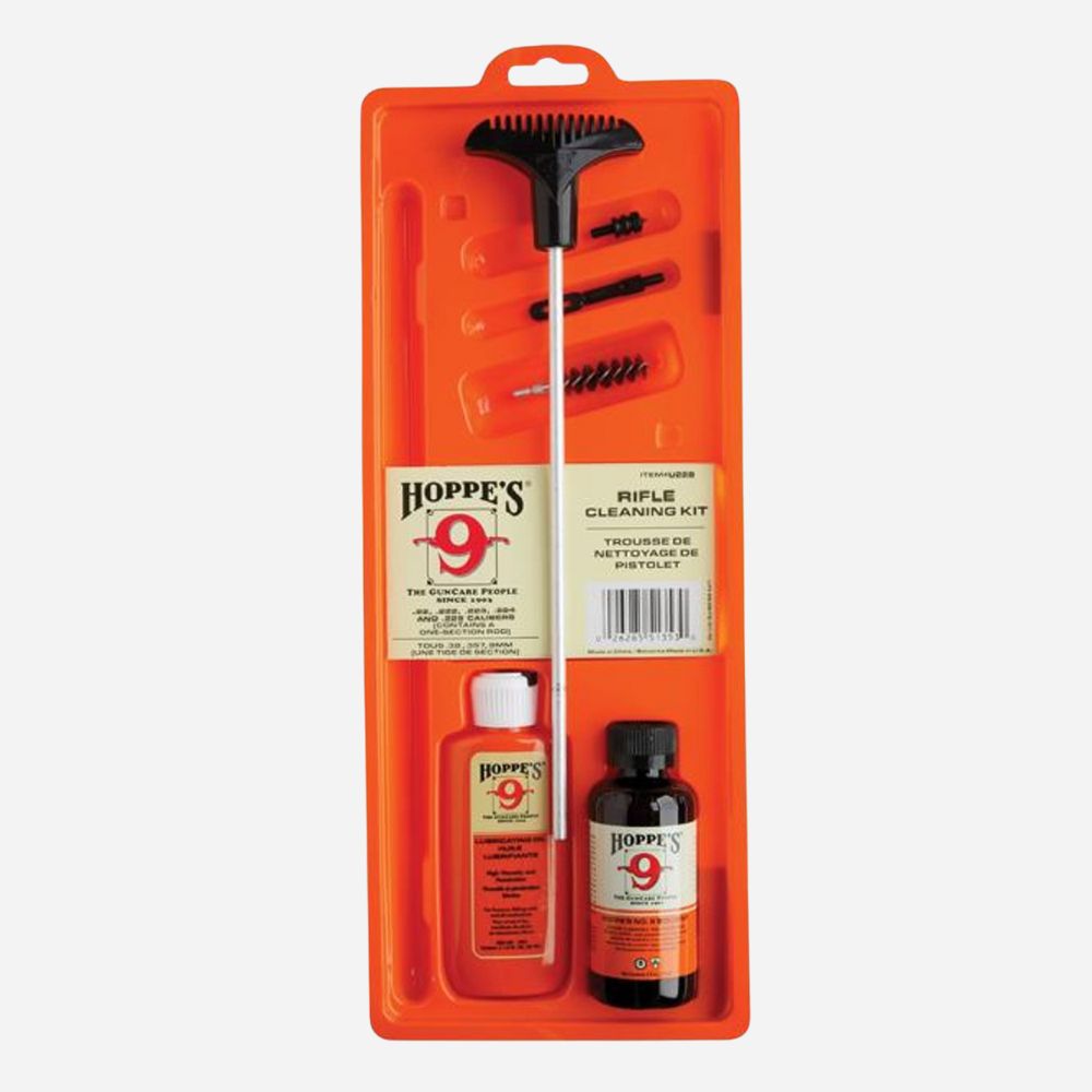 Hoppe's 9 rifle cleaning kit packaging on a white background