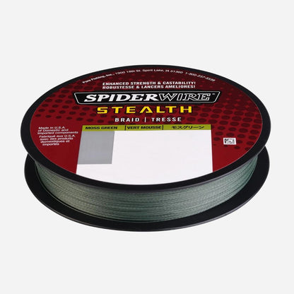 Spool of Spiderwire Stealth braid fishing line on a white background