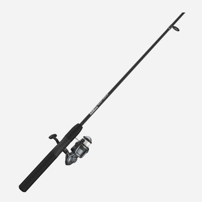 Fishing rod with reel on a white background
