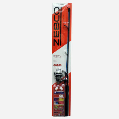 Zebco fishing rod and reel set in packaging on a white background