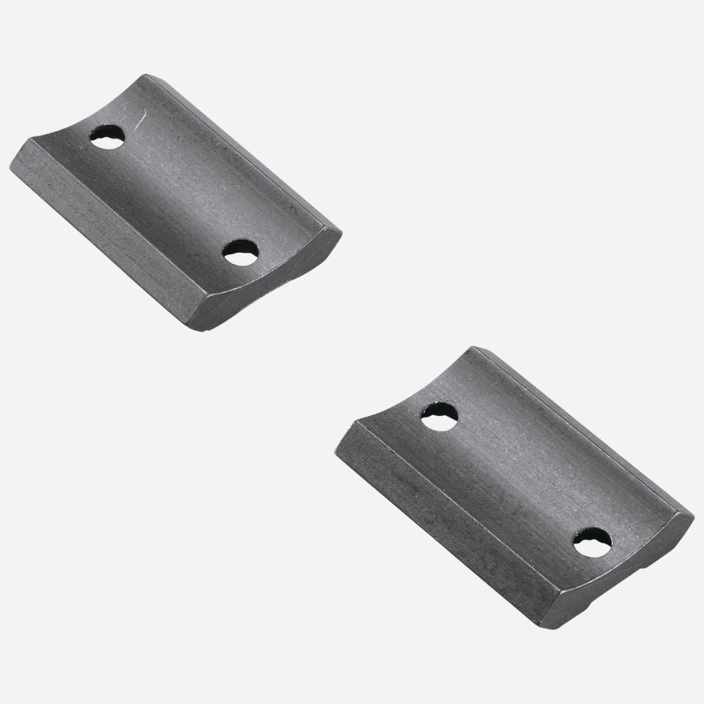 Two metallic brackets on a white background