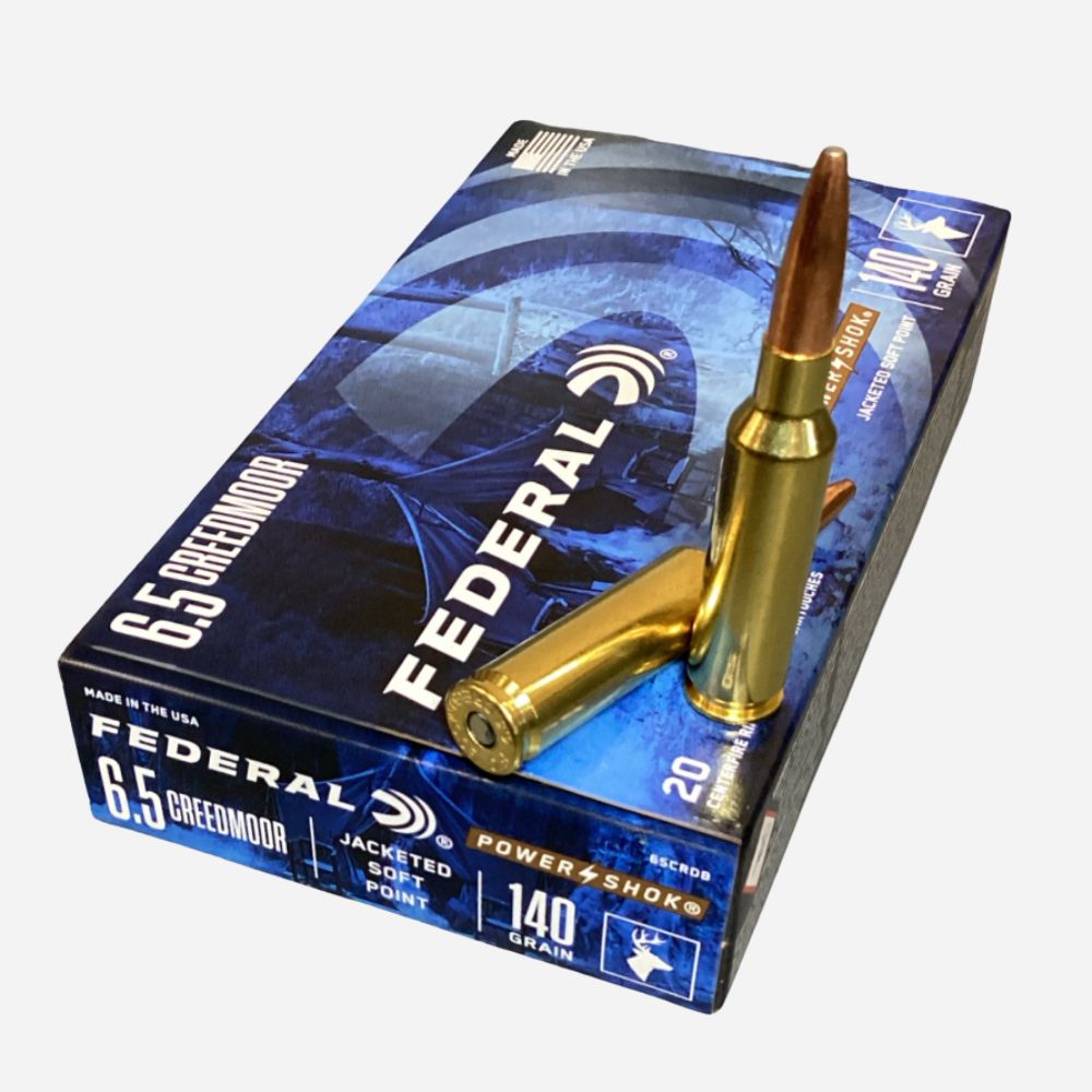 Federal ammunition box with bullets on a white background