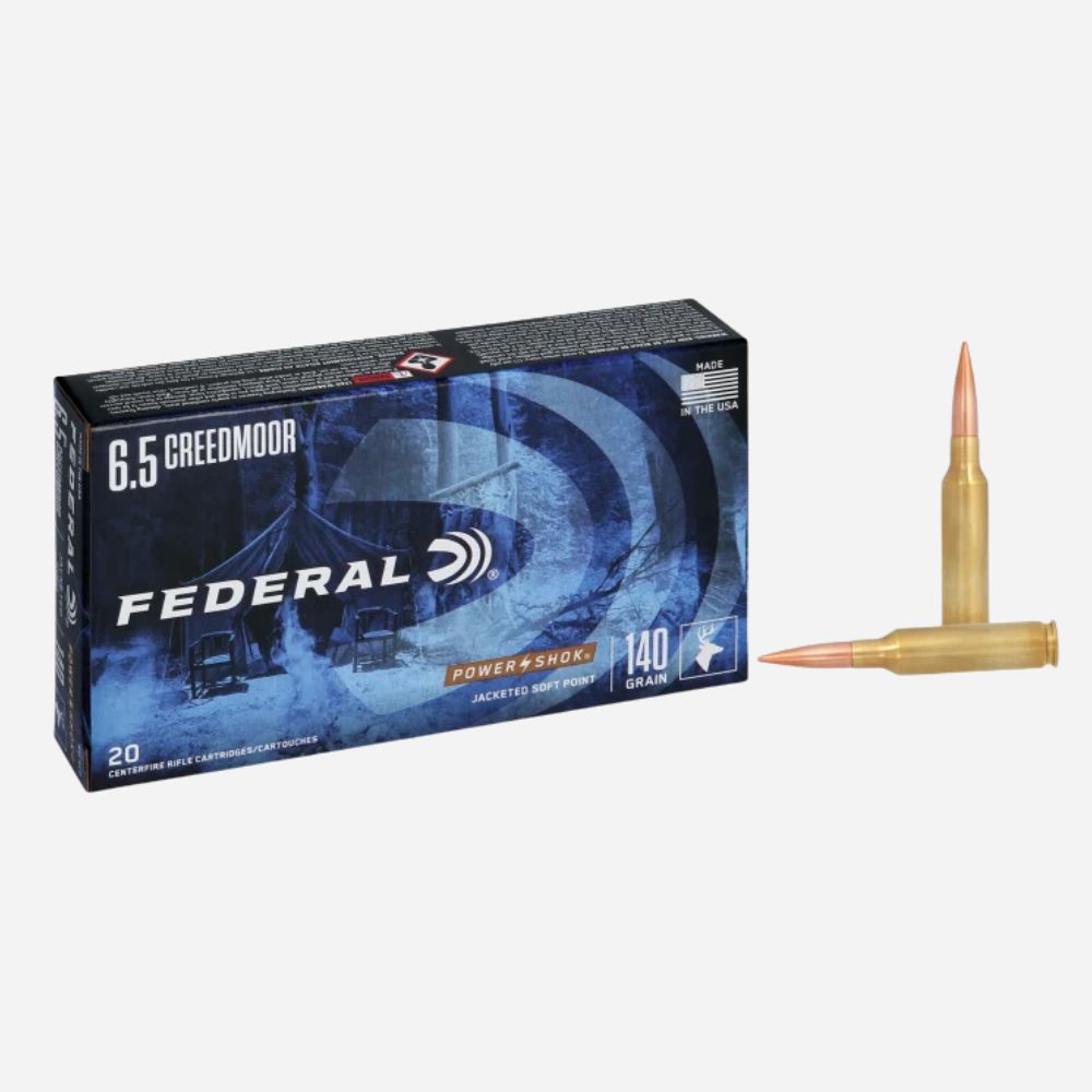 Federal ammunition box with two bullets on a white background