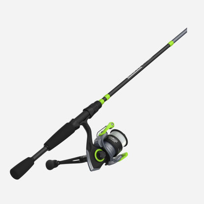 Fishing rod and reel set on a white background